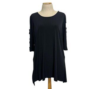 Clara Sunwoo Womens Small 3/4 Sleeves With Shoulder Cut Out Long Line Tunic